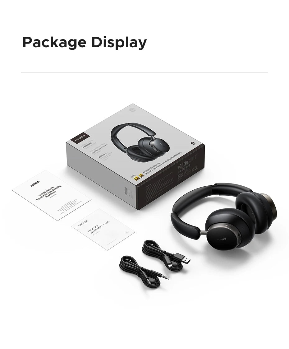 UGREEN Studio Pro 48dB ANC Wireless Headphones Over Ear Bluetooth Earphones Active Noise Cancellation Hi-Res LDAC 120h Playtime - TechSmartX