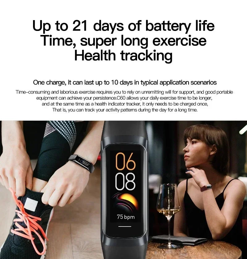 Amoled Color Screen Smart Watch Men Smart Band Heart Rate Blood Oxygen Smartwartch Women Smart Bracelet Sports Fitness Tracker - TechSmartX