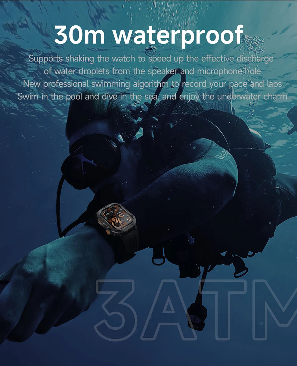 2025 New Military Outdoor Smart Watch Men's GPS Flashlight Bluetooth Call 2.01" AMOLED Screen 3ATM Waterproof Sports Smartwatch - TechSmartX