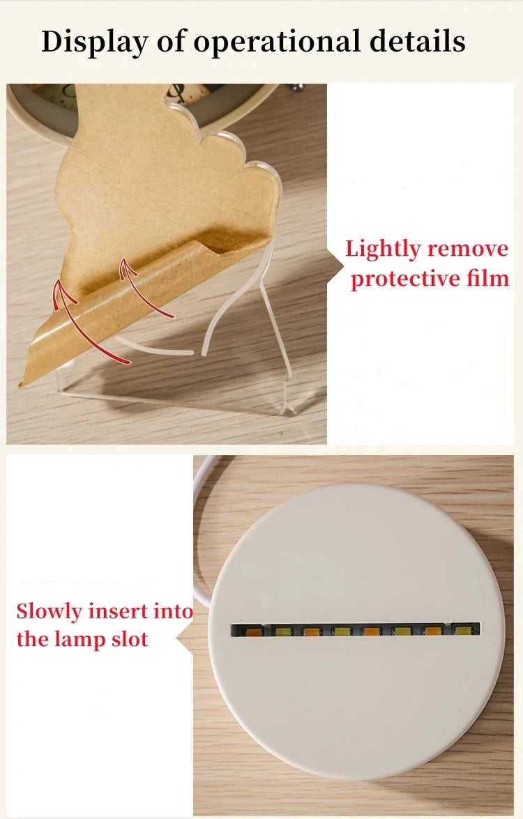 3D Acrylic Bear Lamp USB LED Night Light for Bedroom Home Christmas Xmas Decorations Birthday Wedding Gifts Creative Bear Design - TechSmartX