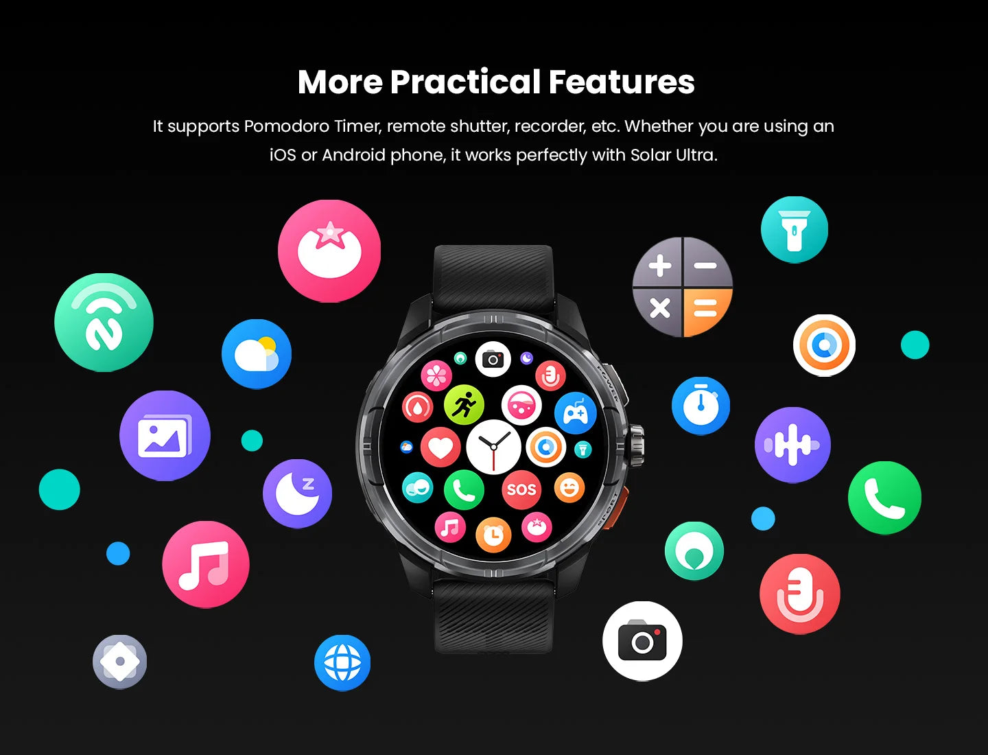 HAYLOU Solar Ultra GPS Smartwatch 1.6” AMOLED Display 5ATM Waterproof Built-in GPS Bluetooth Phone Calls Sports Smart Watch - TechSmartX