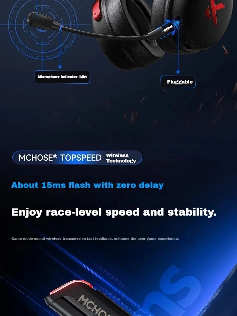 Original MCHOSE V9 PRO Music Esports Gaming Headphones 3-mode Wireless Noise Reduction Mic Customized Head-mounted - TechSmartX