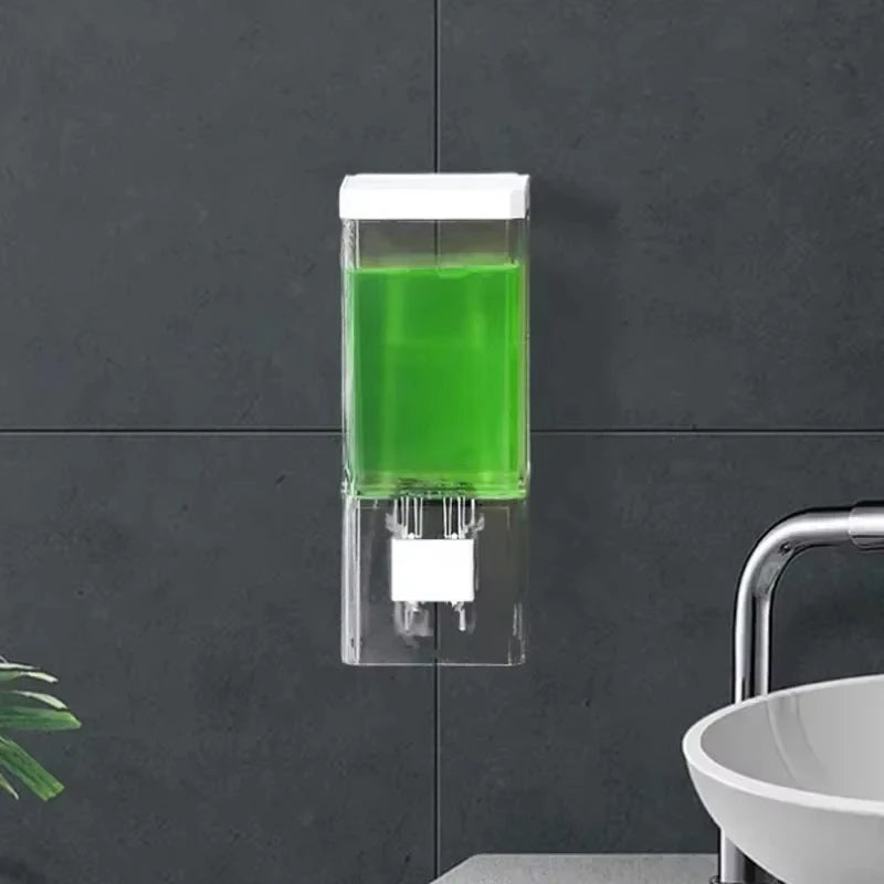 Homefish Perforated Manual Press Soap Dispenser Wall Mounted Traceless Disinfectant Bottle Bathroom Transparent Soap Dispenser - TechSmartX