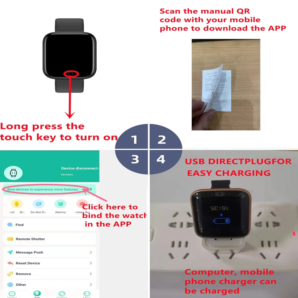 Smartwatch Men Women Wristwatches Smart Watch Message Fitness Monitor Bracelet Birthday Gift Electronic Clock For Android IOS - TechSmartX