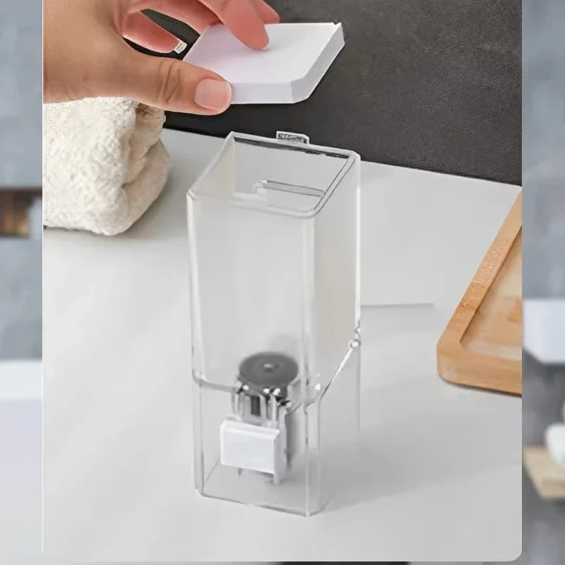 Homefish Perforated Manual Press Soap Dispenser Wall Mounted Traceless Disinfectant Bottle Bathroom Transparent Soap Dispenser - TechSmartX