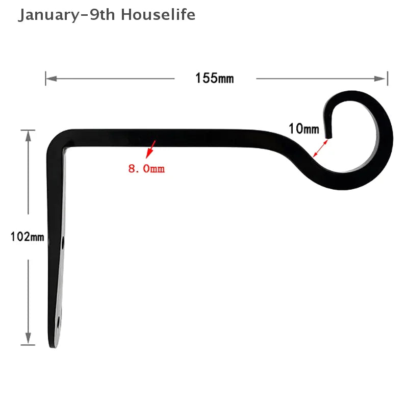 Wall Hanging Basket Iron Flower Pot Plant Support Hanger Hook Indoor Outdoor Home Garden Hanging Lantern Decoration - TechSmartX