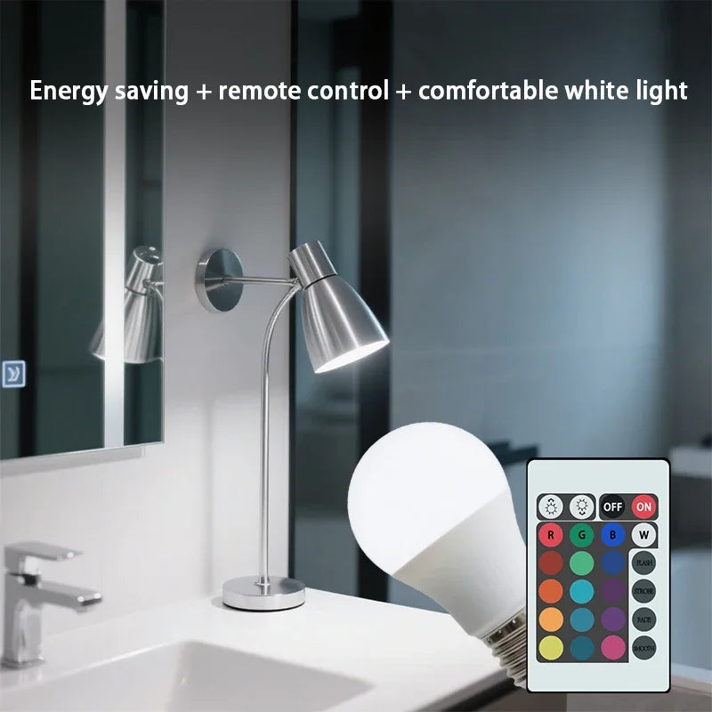 16 Colors RGBW Bulb LED Multicolor Bulb E27 Base 220V Household Lighting Dimmable 24 Key Remote Control Atmosphere Neon Light - TechSmartX