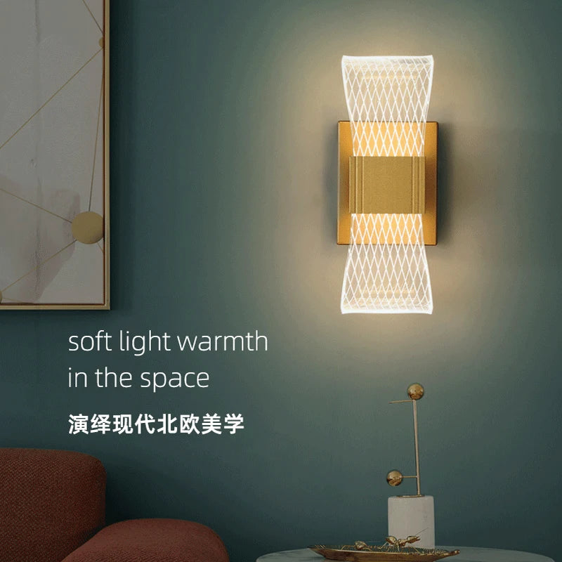 Acrylic Aluminum Wall Bedside Lamp Warm Light Lustre Modern Fashion Nordic Simple Home Living Dining Room Decor - TechSmartX