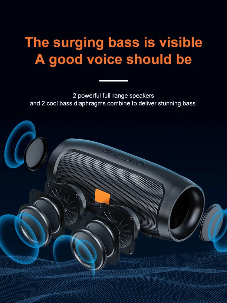 TF USB Bluetooth Speaker Dual Speaker Stereo Outdoor Tfusb Playback Fm Voice Broadcasting Portable Subwoofer Wireless Speaker - TechSmartX