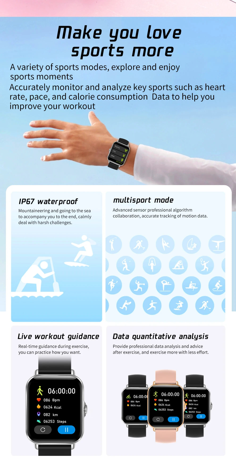 2025 Digital Smartwatch Sports Fitness Men's Women Smart Watch Waterproof Wrist Watches for Ladies Kids Child Android IOS Phones - TechSmartX