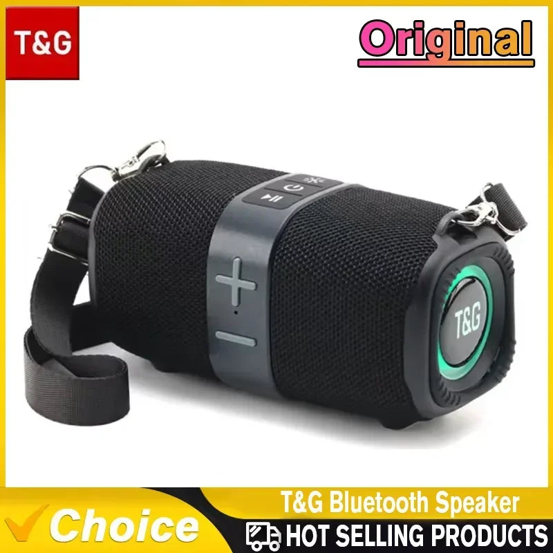 T&G TG667 Crossbody LED light portable Bluetooth speaker, outdoor small and high appearance level, compatible with USB/AUX/TF/FM - TechSmartX