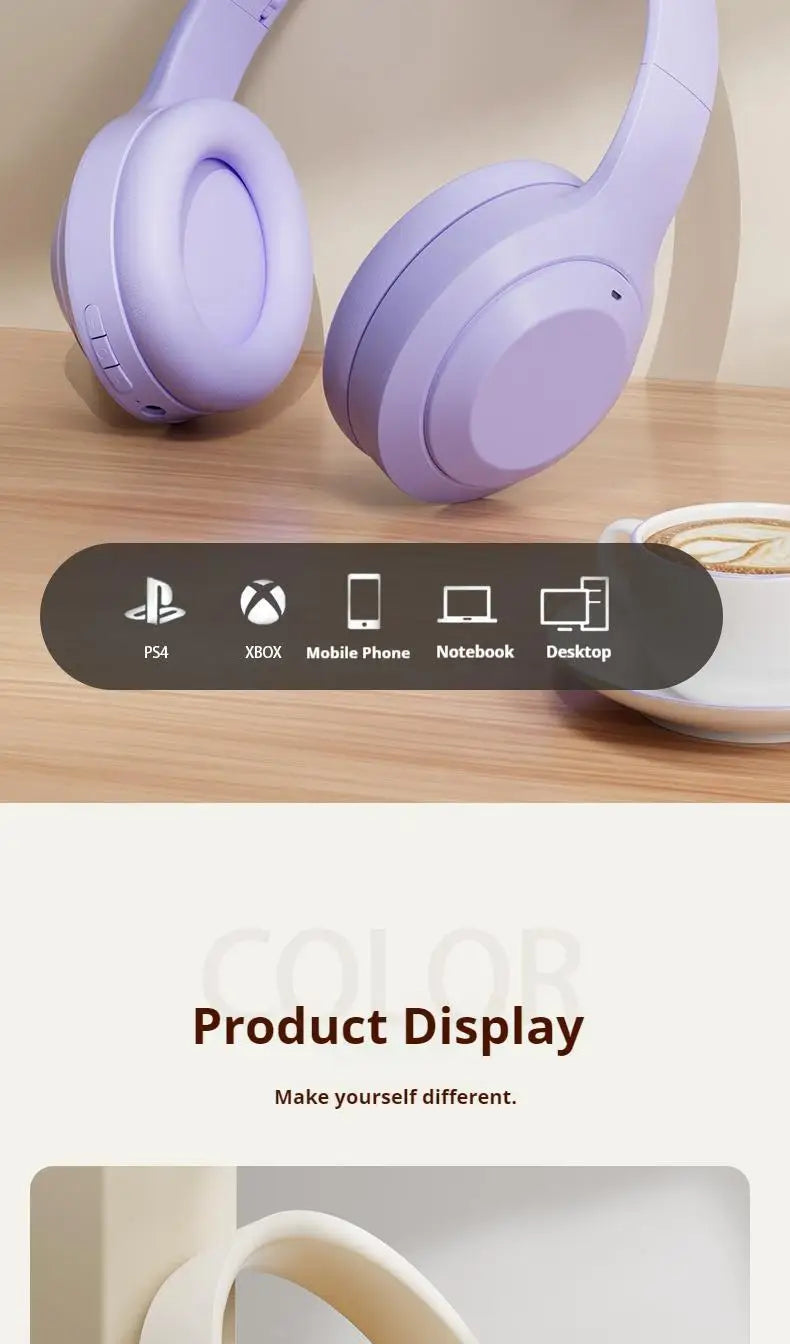 #Wireless Bluetooth 5.3 Headphones Over Ear HIFI Stereo Headsets True Sport Gamer Earphone TF/AUX Music Player with HD Mic Gifts - TechSmartX