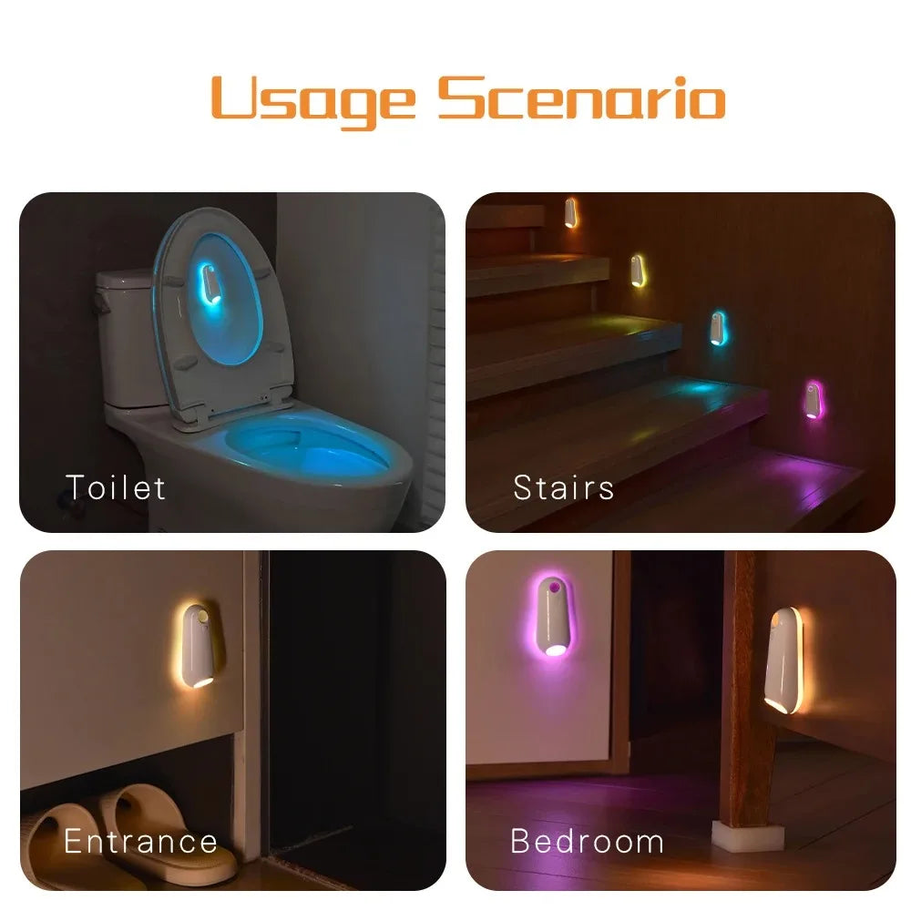 Toilet Night Light Motion Sensor Light Toilet Bowl Light RGB 7Color Changing For Bathroom Decoration LED Rechargeable LED Light - TechSmartX