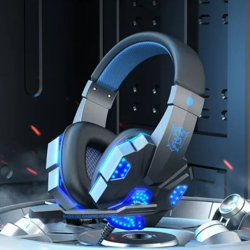 RGB Gaming Headset with Microphone Over-Ear Wired Headphones Drivers Lightweight for PC PS5 Xbox Switch - TechSmartX