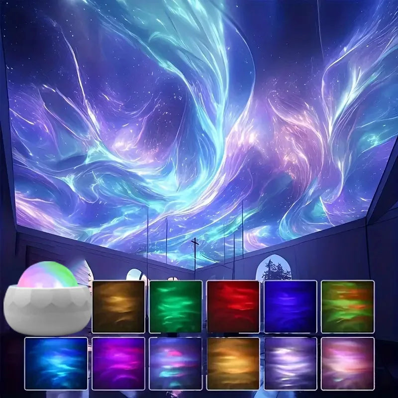 Northern Lights Starry Sky Projector Lamp LED Atmosphere Light Night Aura Aurora Glowing Lamp for Room Party Decoration Gifts - TechSmartX
