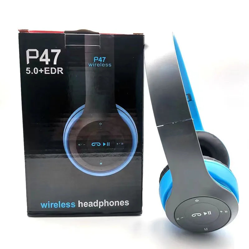 P47 Bluetooth 5.0 Wireless Headphone Foldable HIFI Stereo Bass Earphone Kid Helmet Gift With Mic USB Adaptor For iPhone Game - TechSmartX