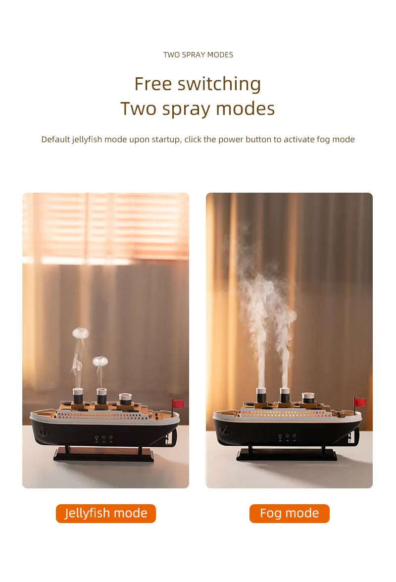 Retro Ship Air Humidifier Ultrasonic Aromatherapy Diffusers Mist Maker Fragrance Essential Oil Aroma Difusor Remote control - TechSmartX