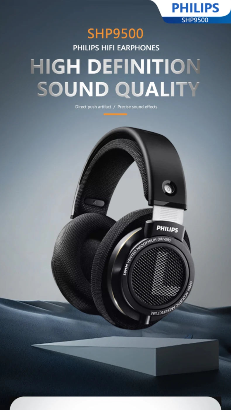 Philips SHP9500 Head-mounted Wired Headphones HiFi Stereo Earphone Monitor Class Music Earbuds E-sports Game Universal Headset - TechSmartX