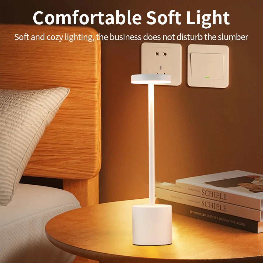 Classic Table Lamp USB Rechargeable Night Light Stepless Dimming Touch Desk Lamp 3 Colors Bedside Lamp Bar Hotel Decoration - TechSmartX