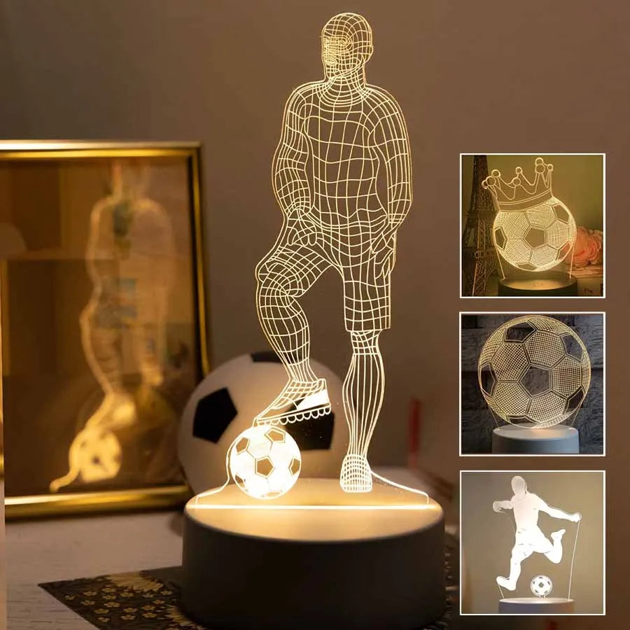 LED 3D Football Theme Table Lamp USB Plug Bedroom Bedside Creative Book Lamp Sports Enthusiasts Gift Decorative Night Light - TechSmartX