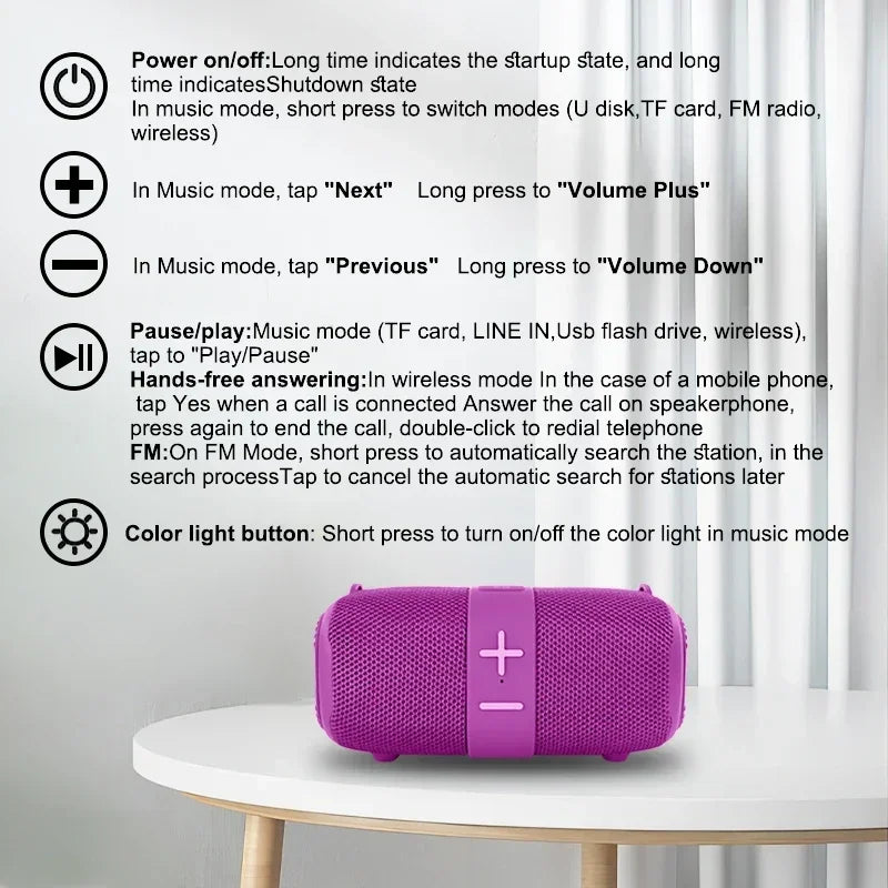 T&G TG667 Crossbody LED light portable Bluetooth speaker, outdoor small and high appearance level, compatible with USB/AUX/TF/FM - TechSmartX