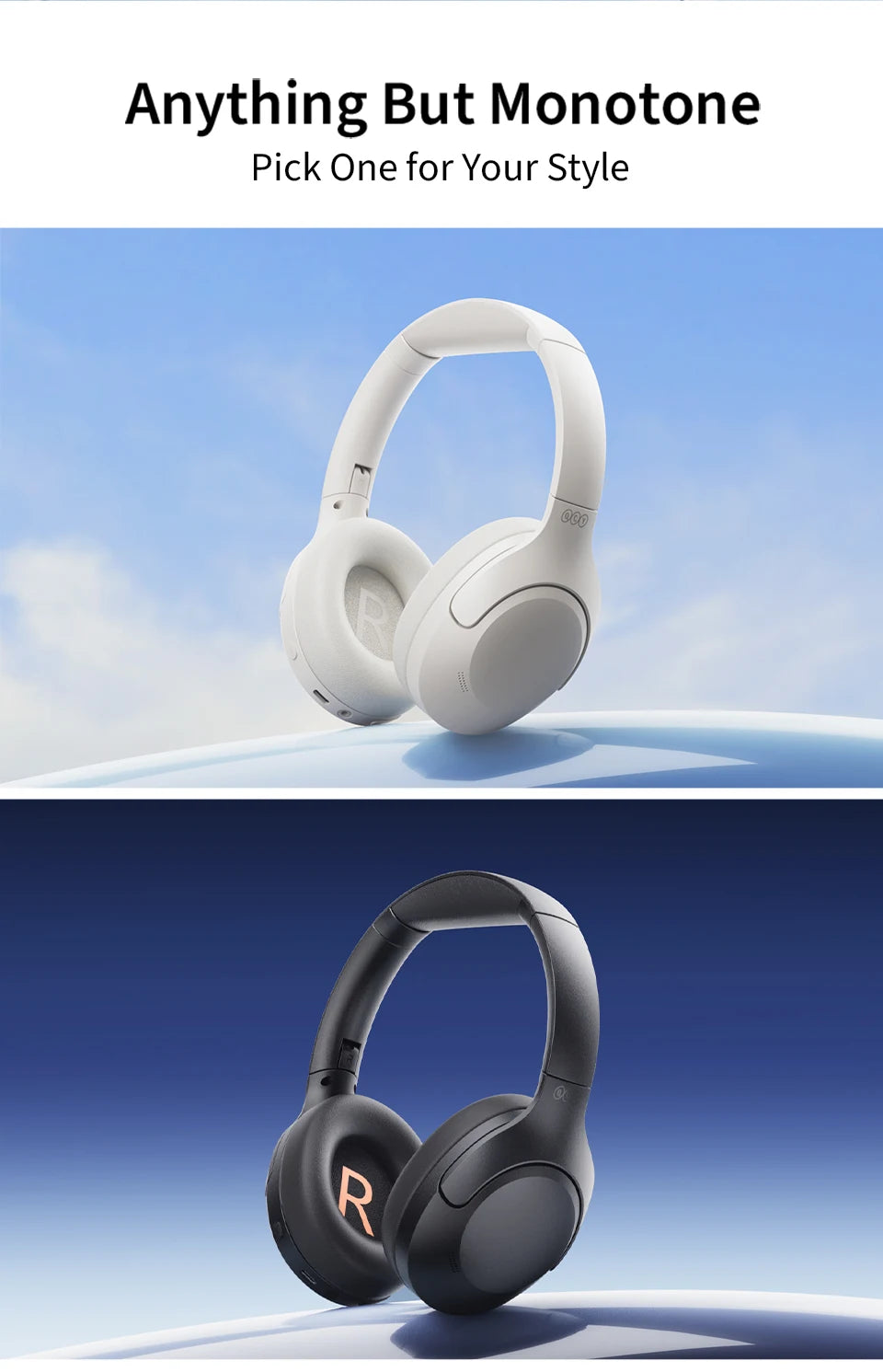 QCY H3 Lite ANC Wireless/Wired Headphones Bluetooth 5.3 Foldable Over Ear Headset HIFI Sound 60H Playtime Earphones Dual Connect - TechSmartX