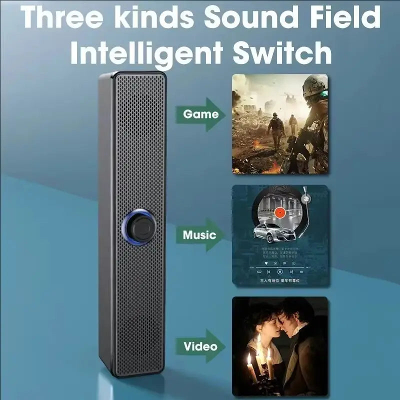 PC Soundbar Wired and  Bluetooth Speaker USB Powered Soundbar for TV Pc Laptop Gaming Home Theater Surround Audio System - TechSmartX