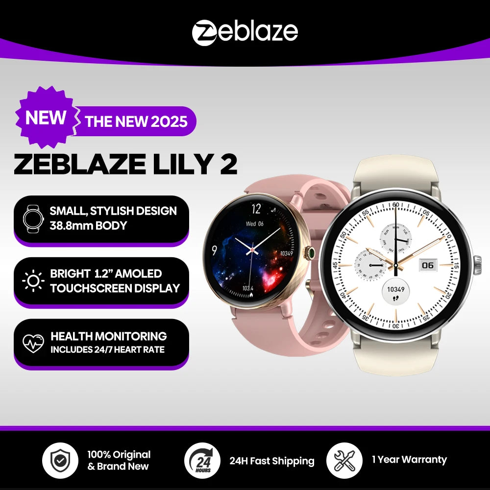 New 2025 Zeblaze LILY 2 Voice Calling Female Smartwatch Double Strap 1.2" HD AMOLED Display Health Monitoring Sports Smart Watch - TechSmartX