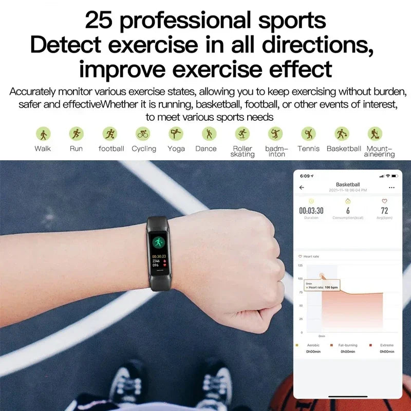 Amoled Color Screen Smart Watch Men Smart Band Heart Rate Blood Oxygen Smartwartch Women Smart Bracelet Sports Fitness Tracker - TechSmartX