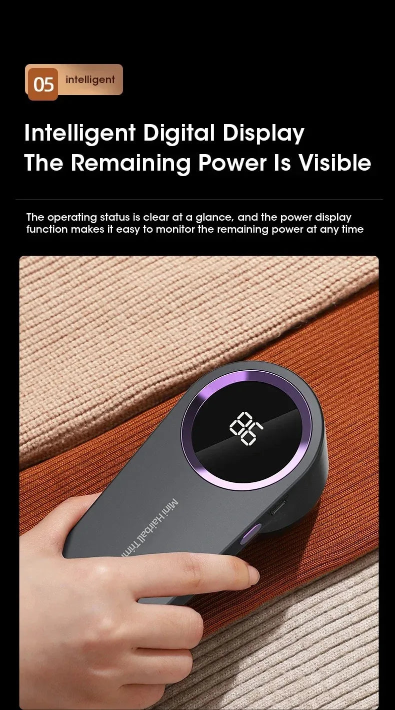 Lint Remover for Clothing LED Digital Electric Pellet Fluff Remover USB Rechargeable Fuzz Fabric Shaver Sweater Dropshipping - TechSmartX