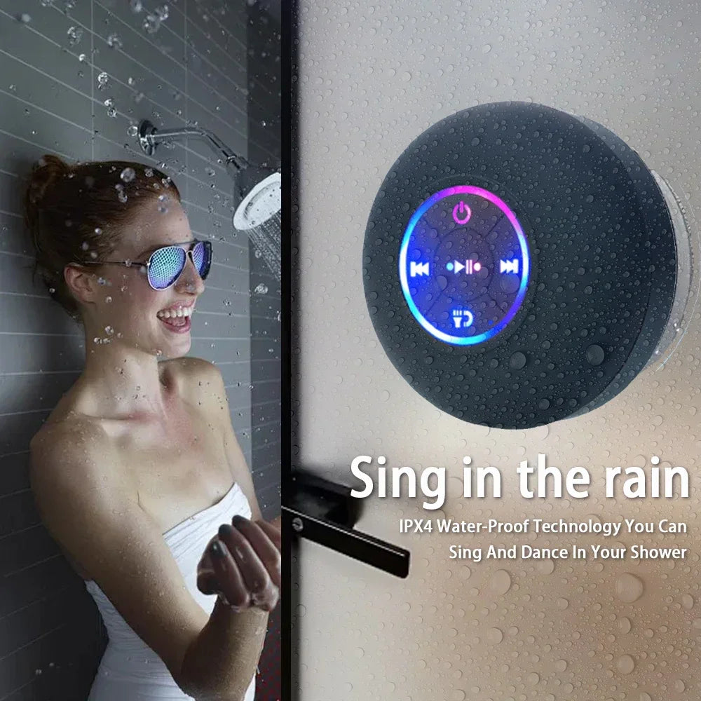 Portable Wireless Bluetooth Speaker LED IPX4 Waterproof Loudspeaker Outdoor Bathroom Large Suction Cup Mini Stereo Sound Box - TechSmartX