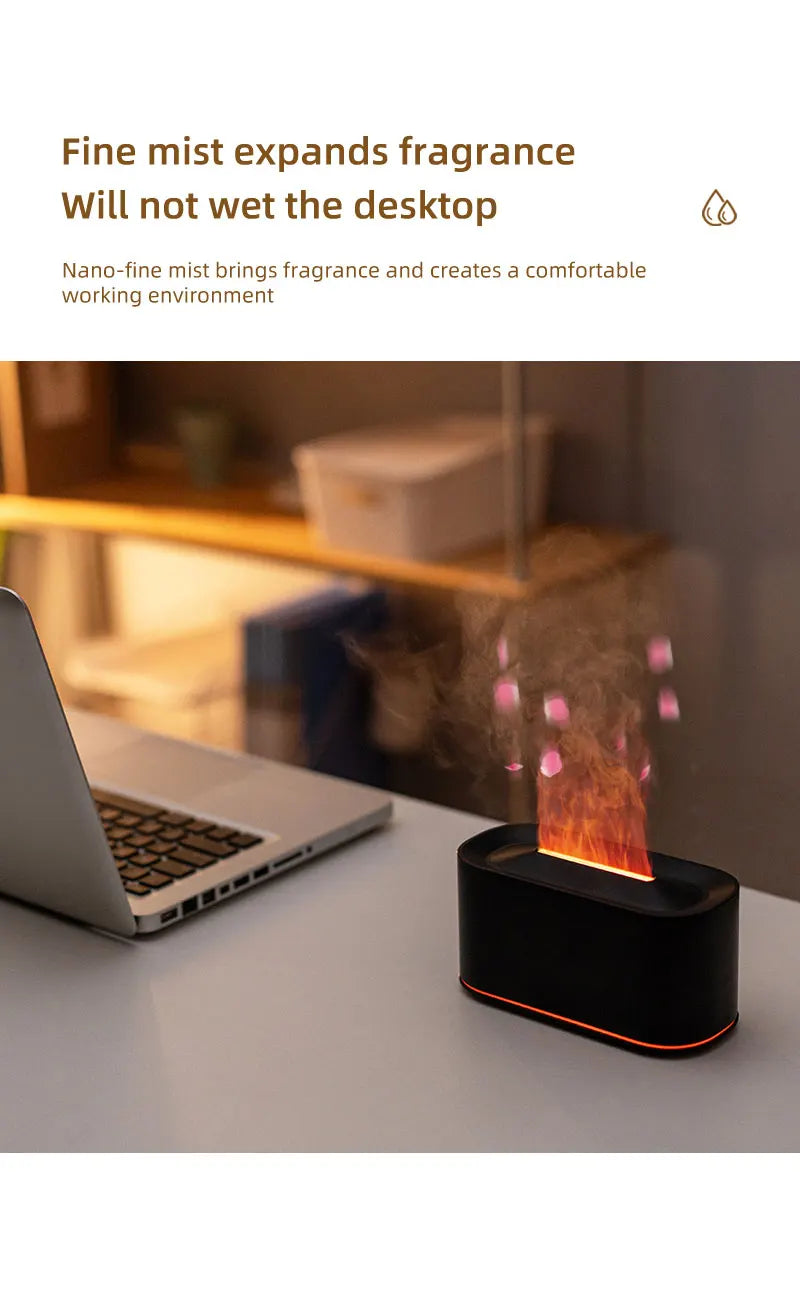 Aromatherapy Diffuser with Flame Effect, Essential Oil Diffuser and Cool Mist Humidifier, Silent Humidifier for Home and Bedroom - TechSmartX