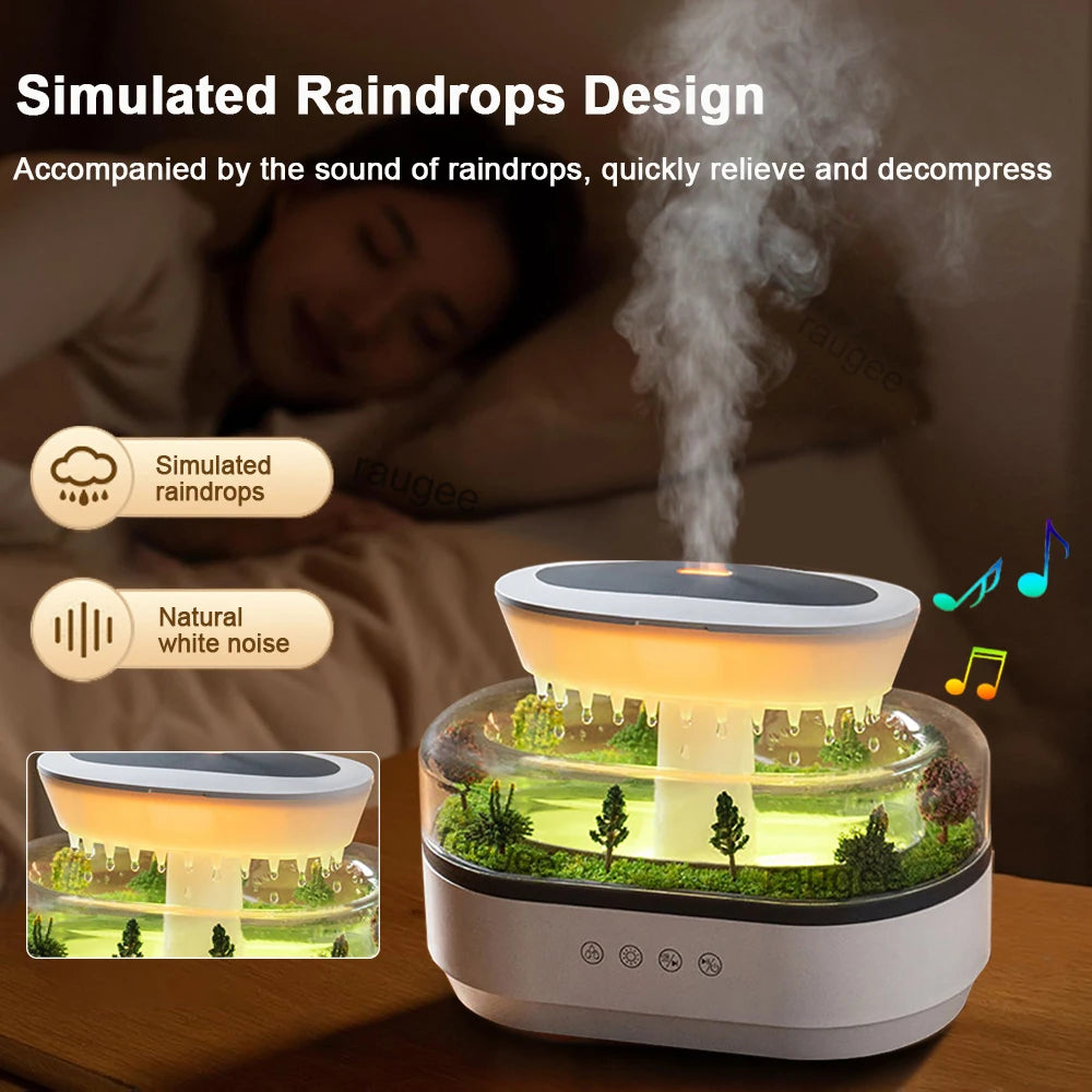 Aroma Humidifier Raindrop Air Humidifier Colorful Light White Noise Essemtial Oil Diffuser Home Ultrasonic Fragrance Diffuser - TechSmartX