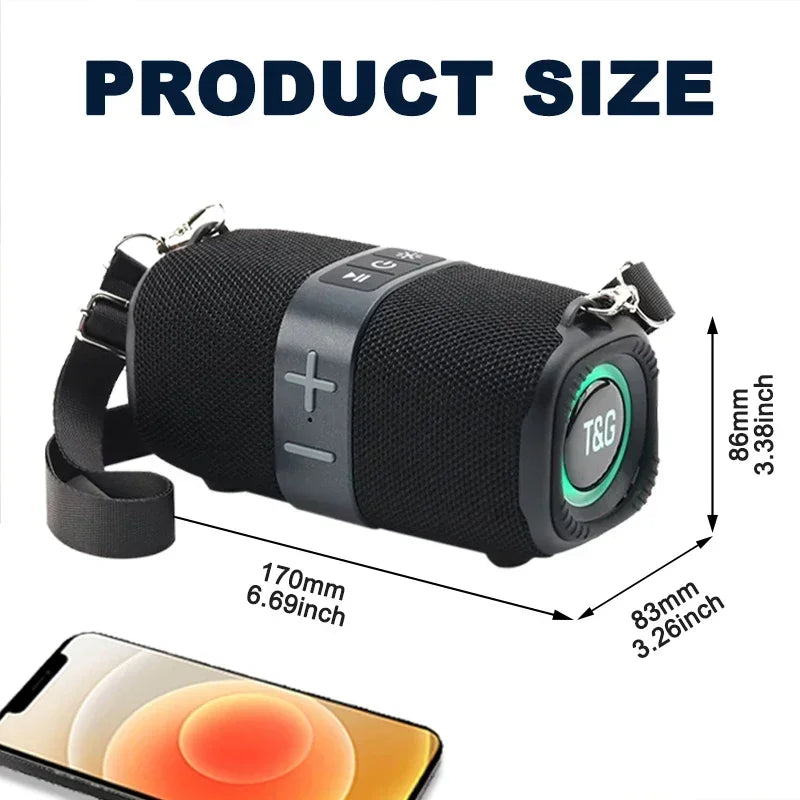 T&G TG667 Crossbody LED light portable Bluetooth speaker, outdoor small and high appearance level, compatible with USB/AUX/TF/FM - TechSmartX