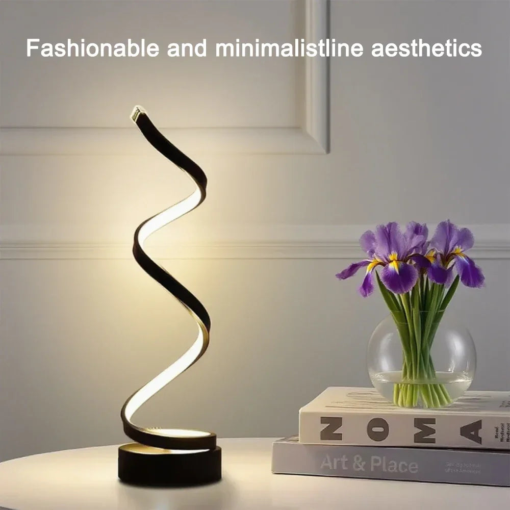 LED spiral dimmable table lamp suitable for living room bedroom study adjustable brightness bedside lamp for office and home use - TechSmartX