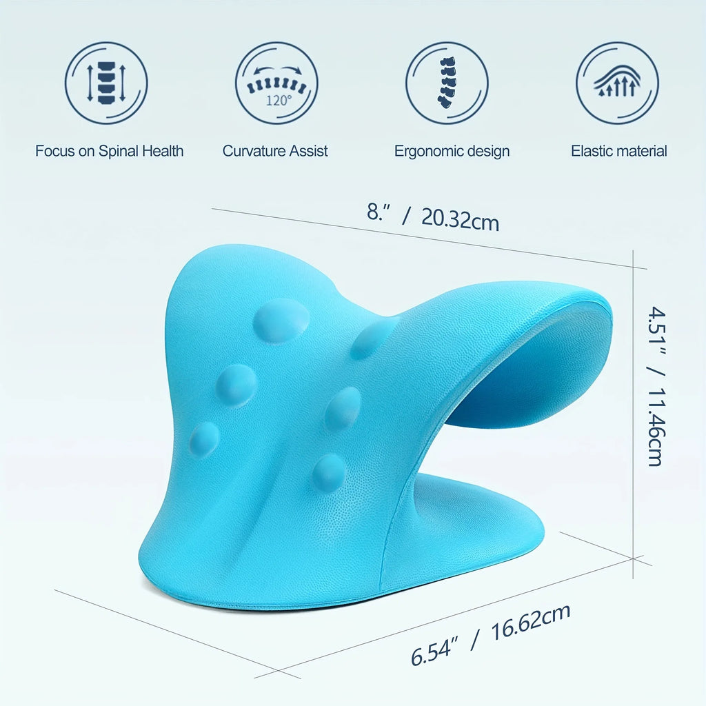 Eva Neck And Shoulder Relaxer, C-Shape Cervical Traction Device, Relax Spine Alignment, Chiropractic Pillow Stretcher Massager - TechSmartX