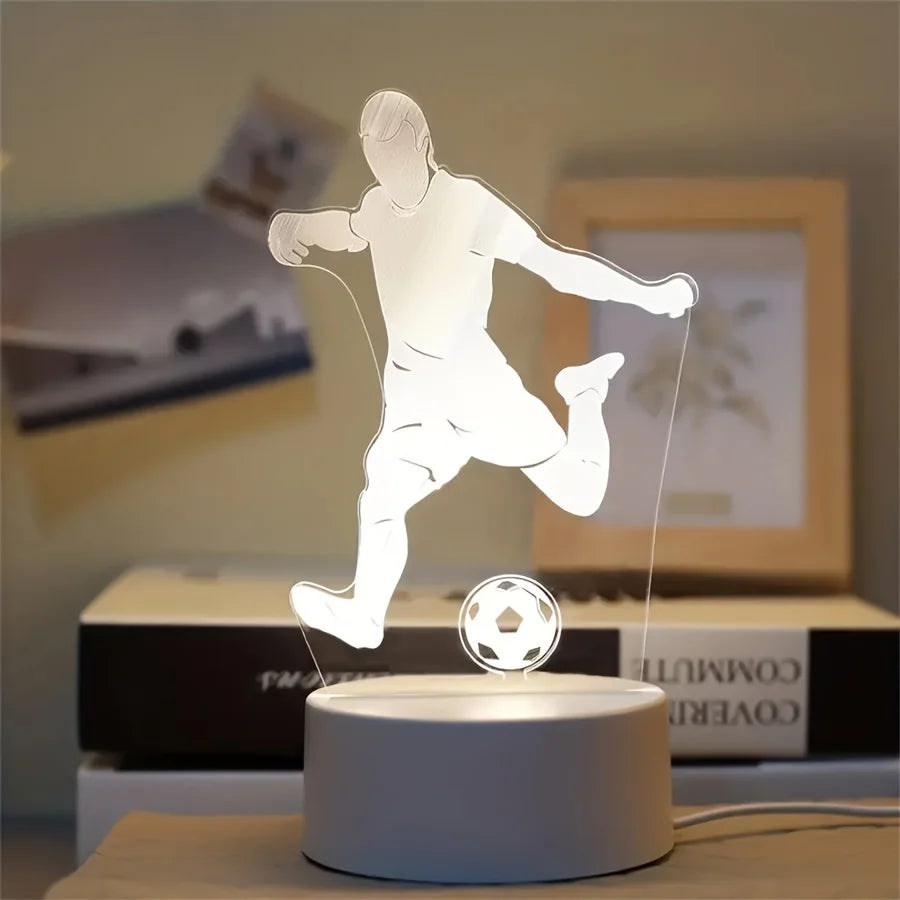 LED 3D Football Theme Table Lamp USB Plug Bedroom Bedside Creative Book Lamp Sports Enthusiasts Gift Decorative Night Light - TechSmartX
