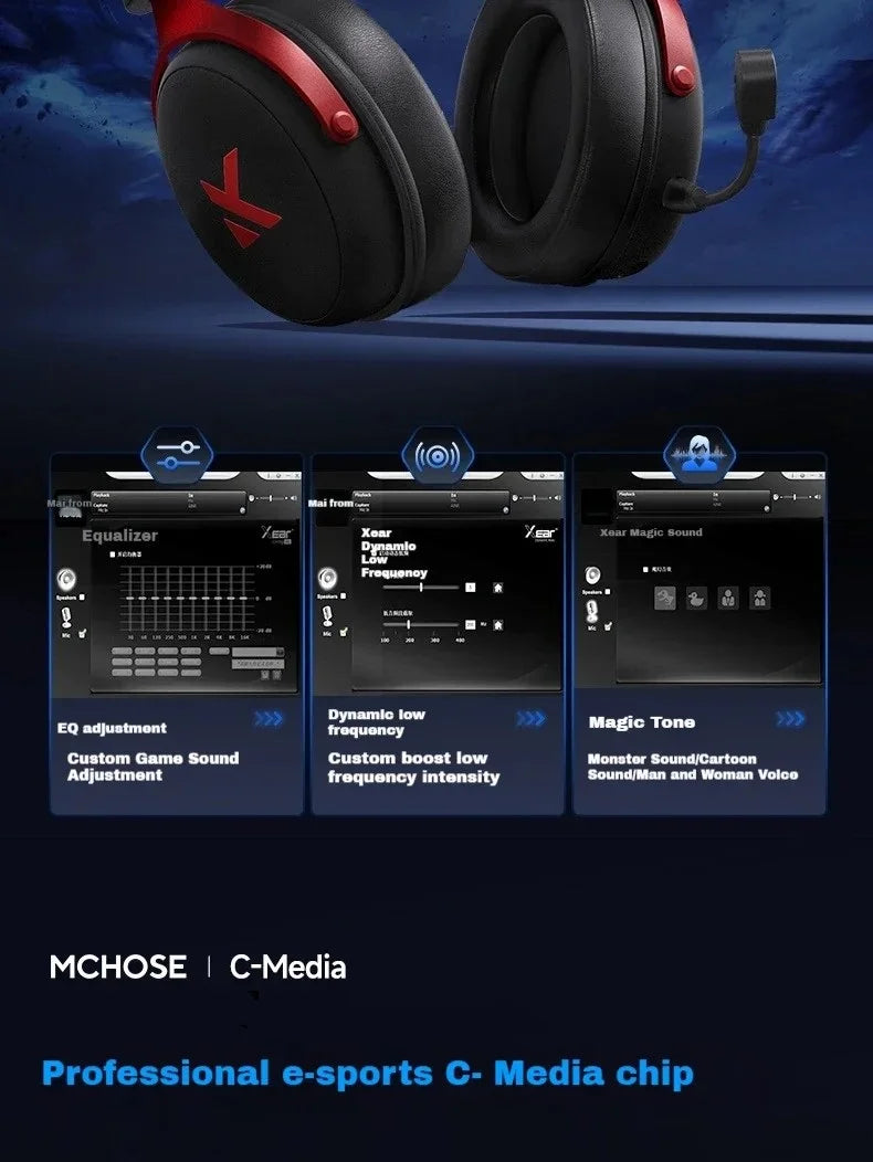 Original MCHOSE V9 PRO Music Esports Gaming Headphones 3-mode Wireless Noise Reduction Mic Customized Head-mounted - TechSmartX