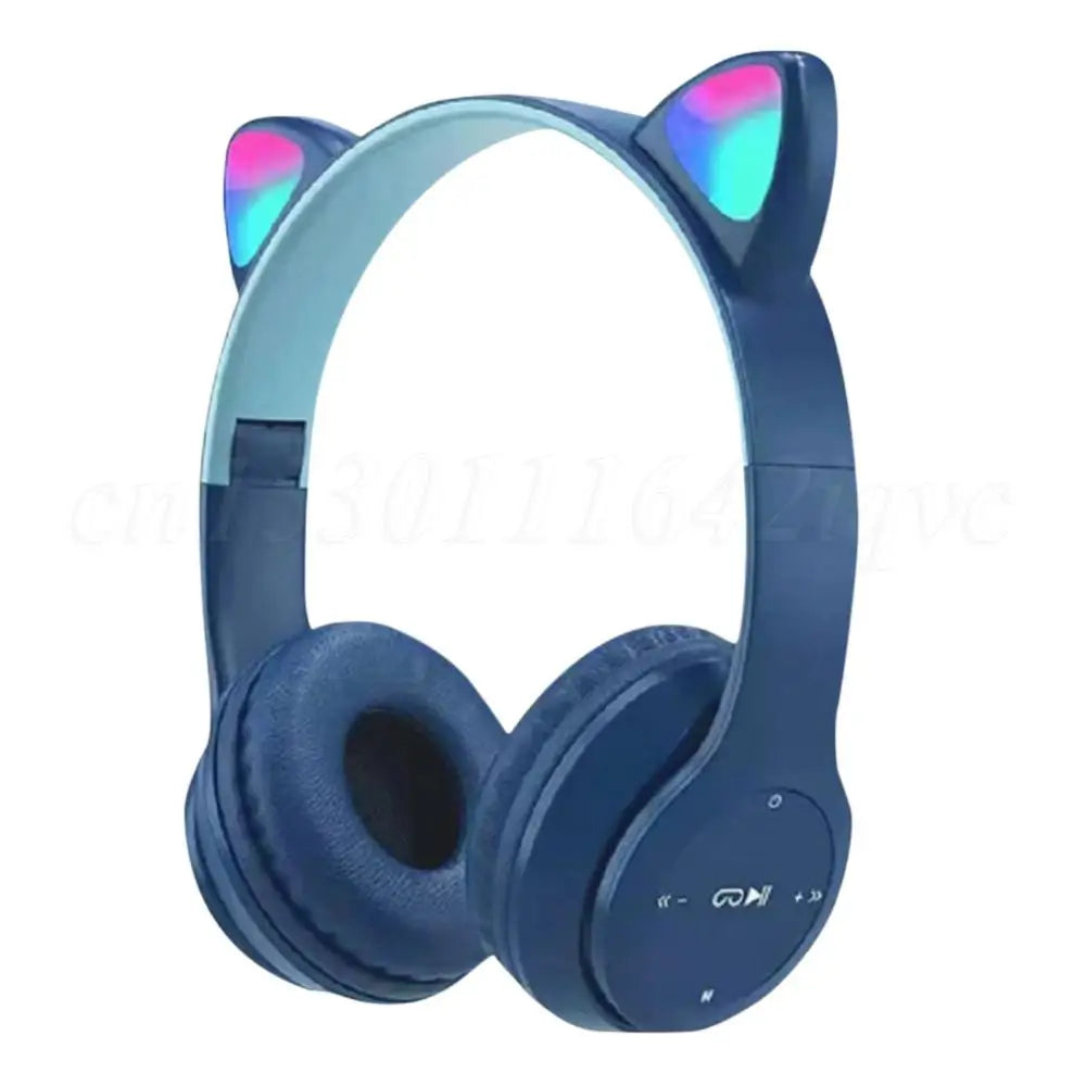 Wireless Headphones Cat Ear Gaming Headset Glow Light Bluetooth-Compatible Helmets Cute Over-Ear Headsets for Kids and Adult - TechSmartX