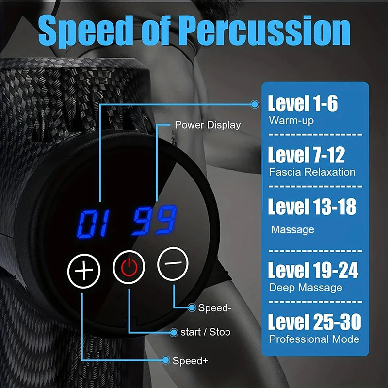 30 Level Massage Gun Fascia Deep Muscle Relax Body Neck Massager Electric Fitness Equipment Noise Reduction Male Female - TechSmartX