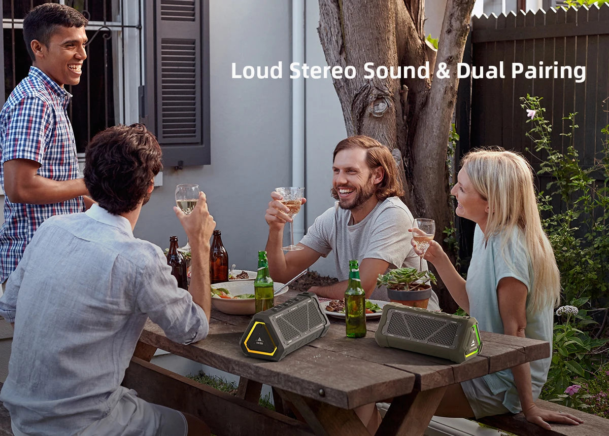MLOVE P3 Outdoor Bluetooth Speaker, 40W Output Power Bluetooth 5.3 Speaker ,Stereo Sound IPX7 Waterproof,Micro SD Card,RGB Light - TechSmartX