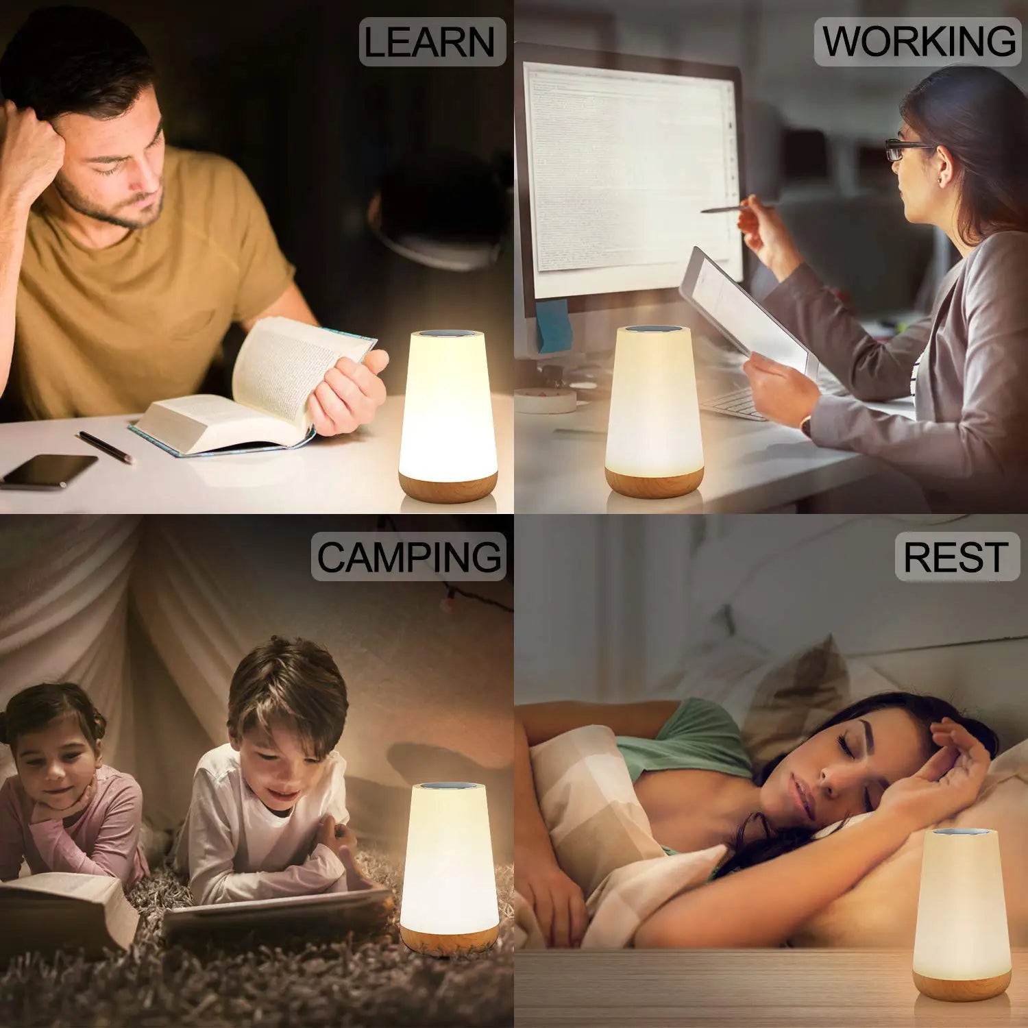 13 Color Changing Night Light Remote Control Touch USB Rechargeable RGB Night Lamp Dimmable Lamp Portable Table Bedside Lamp - TechSmartX