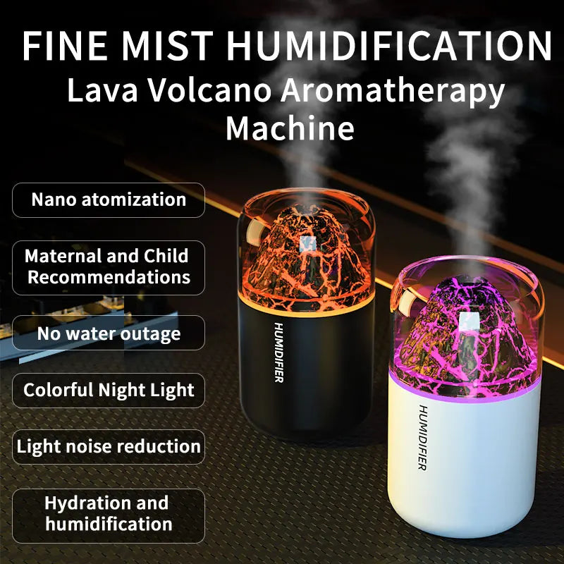 The simulated volcanic color lamp humidifier USB aromatherapy diffuser is suitable for use in cars, homes, bedrooms, as a gift, - TechSmartX