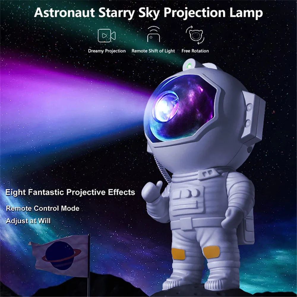Astronaut Galaxy Starry Sky Projector Night Light Remote Control Rocket Nebula Projection Lamps For Bedroom Christmas Kids Gift - TechSmartX