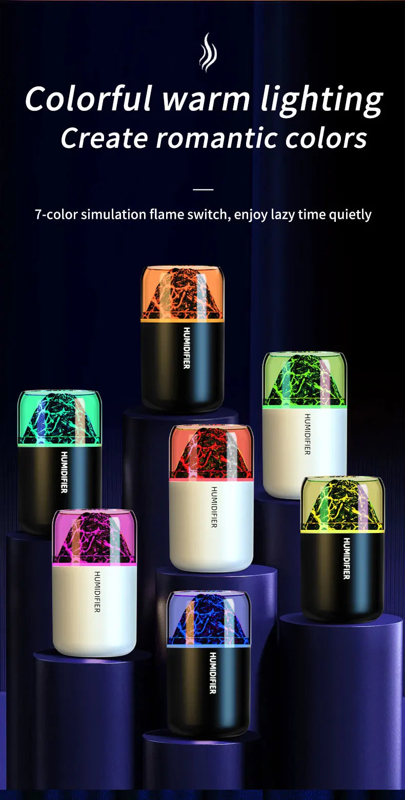 The simulated volcanic color lamp humidifier USB aromatherapy diffuser is suitable for use in cars, homes, bedrooms, as a gift, - TechSmartX