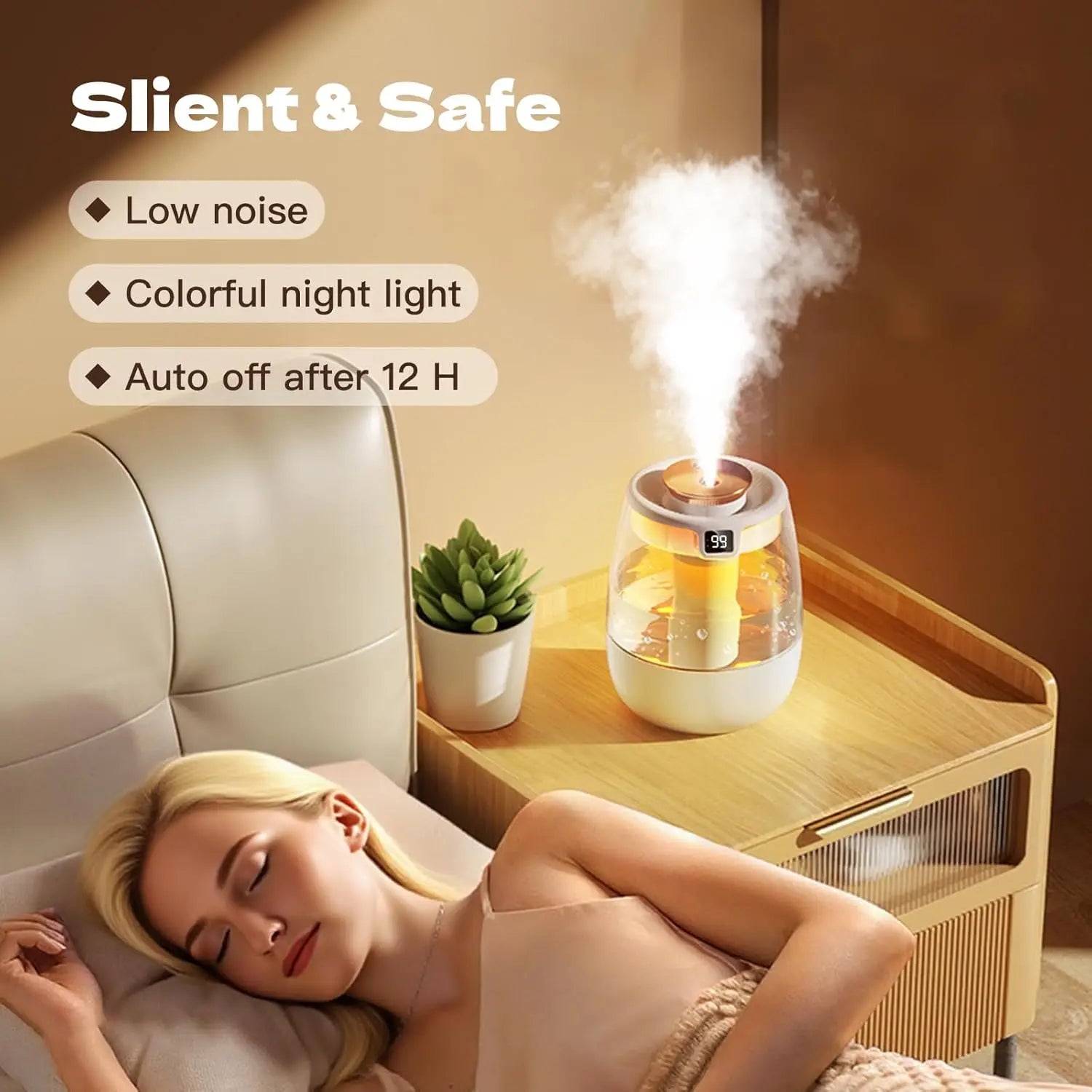 Double Spray Air Humidifier, 2L Quiet Cool Mist for Bedroom, Office, Car – Digital Display, 3 Mist Modes, Night Light - TechSmartX