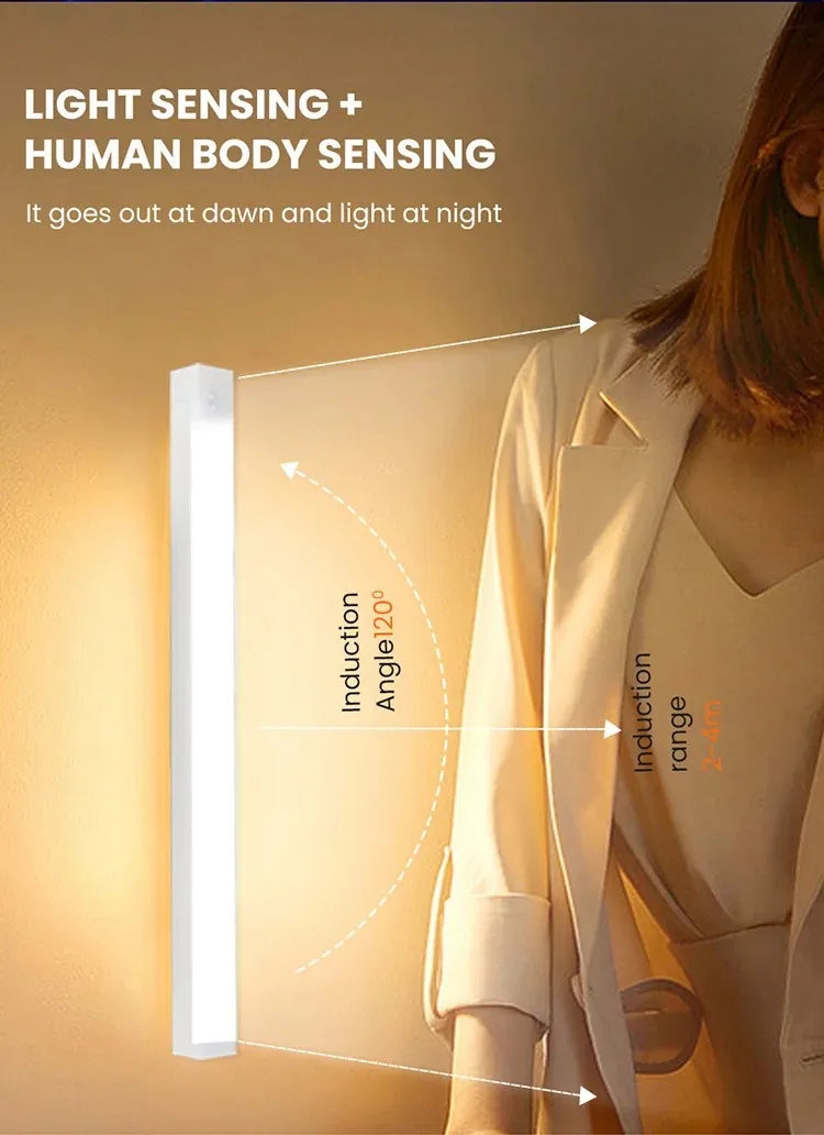 Motion Sensor Lamp Night Light Wireless LED USB Type C Rechargeable Lamp for Kitchen Cabinet Bedroom Wardrobe Staircase Lighting - TechSmartX
