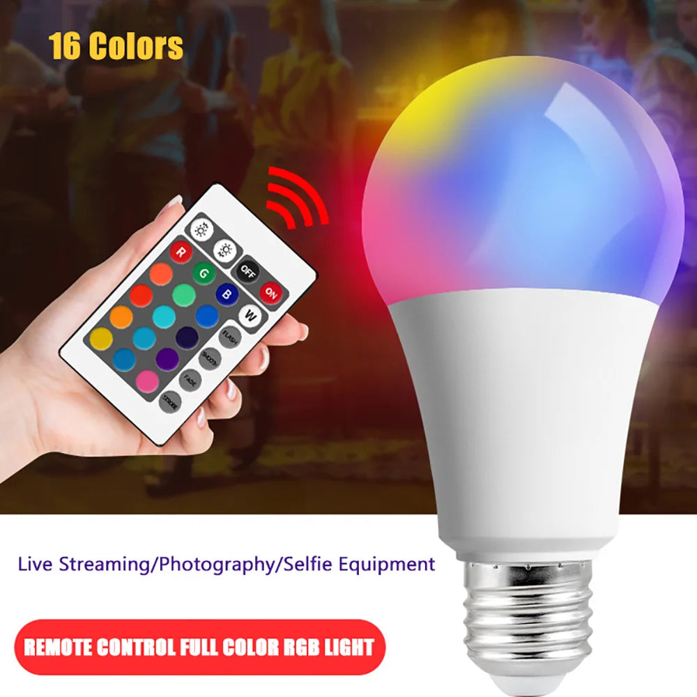 LED RGB Light Bulb AC 220V 230V E27 Bombillas LED  IR Remote Control Changeable Colorful RGBW Led Lamp Spotlight Bulb - TechSmartX