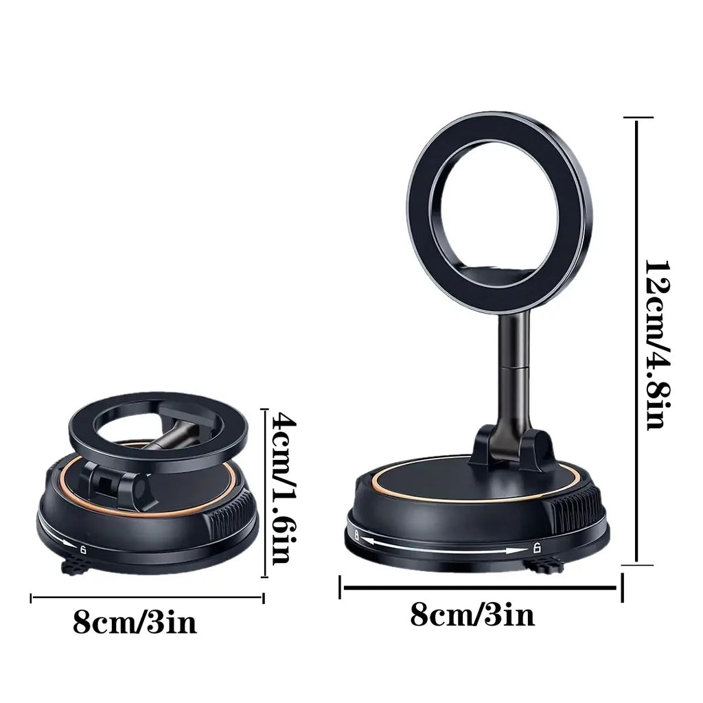 Vacuum magnetic phone holder, Magsafe suction cup phone holder, 360 ° adjustable magnetic phone holder, pocket sized foldable - TechSmartX