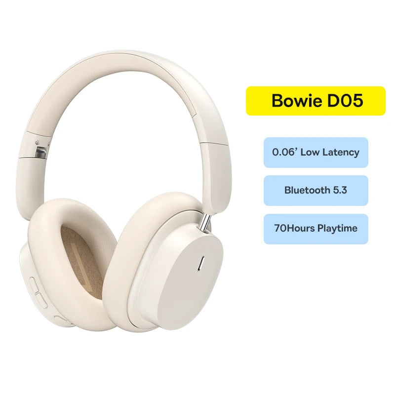 Baseus Wireless Headphones Bluetooth 5.3 HIFI Level Earphone 40mm Driver Foldable Over Ear Headsets 70H Playtime Spatial Audio - TechSmartX